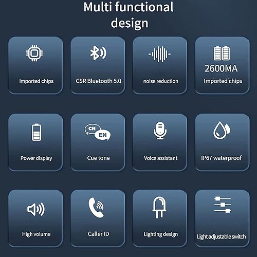 Miniatura 4 de Wokyo Auriculares Bluetooth para motocicleta 160 horas de reproducción, casco impermeable Bluetooth 5.0 Auriculares con micrófono Altavoz Manos