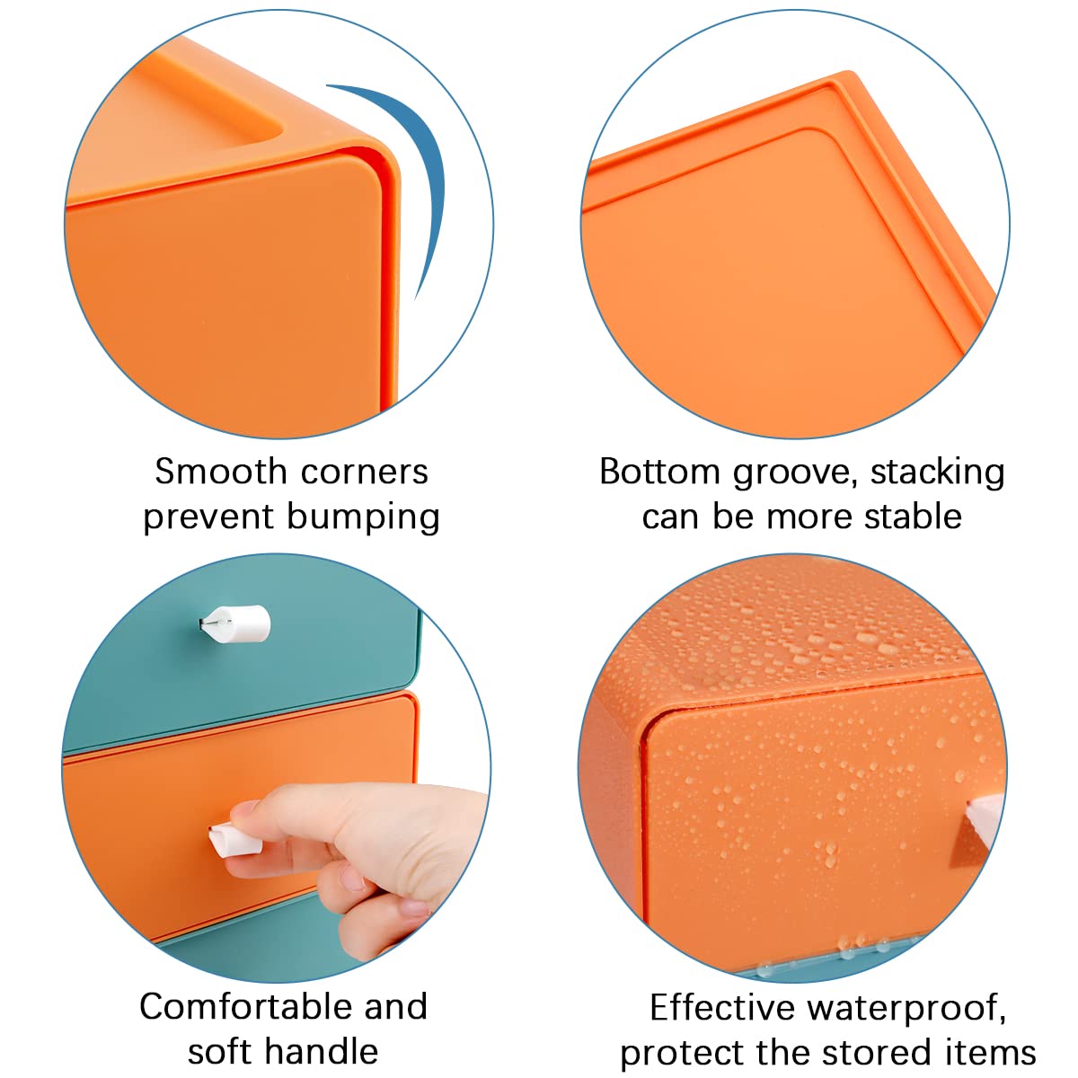 RETON 4 cassetti portaoggetti da scrivania, grande capacità, impilabili, per camera, dormitorio, ufficio, bagno (4 colori