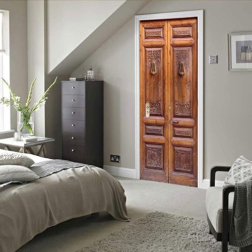 Miniatura 68 de Adhesivos 3D para puerta, murales para despegar y pegar, puerta de madera, papel tapiz autoadhesivo, extraíble, PVC, impermeable, póster
