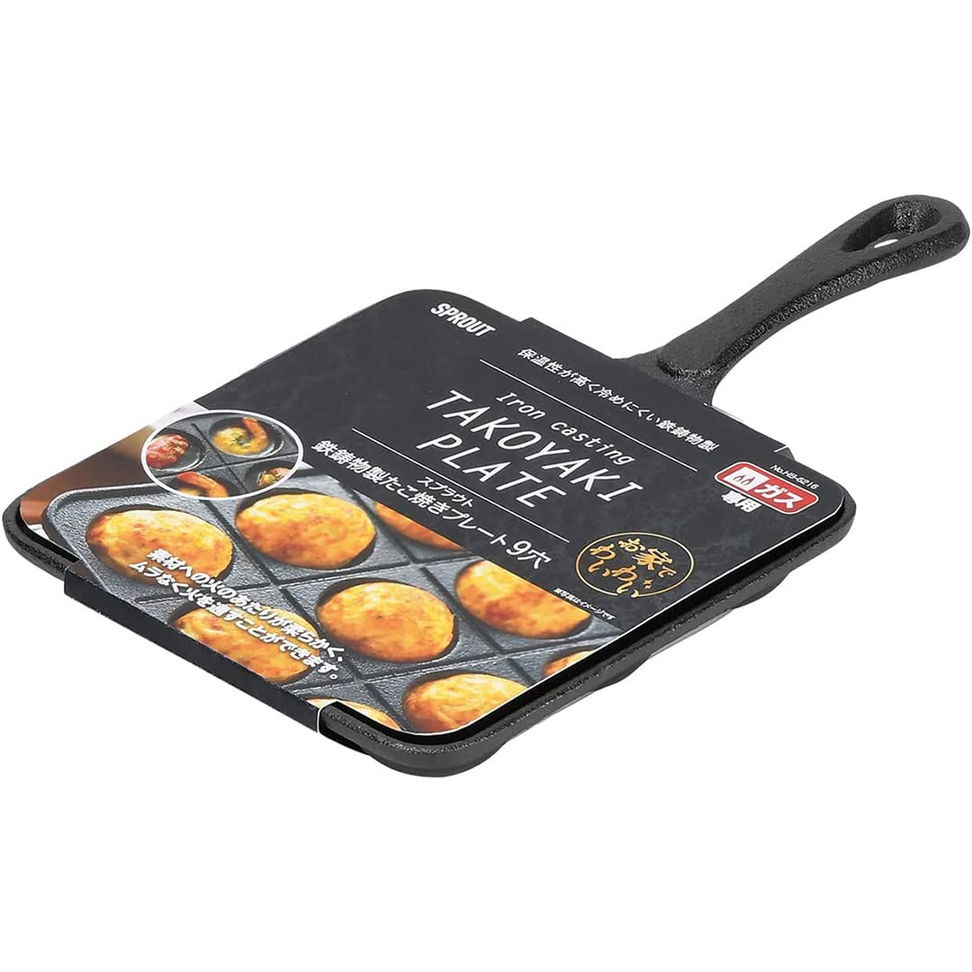 TIKUSAN Takoyaki Pan in Ghisa Piastra Giapponese per Gas 9 Stampi