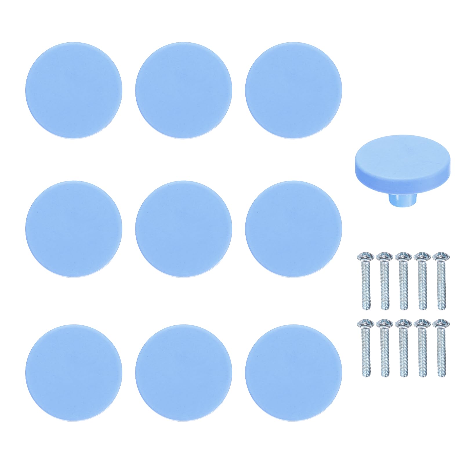 sourcing map 10 Pcs Cabinet Knobs, 41x22mm Plastic Cute Dresser Pulls Cartoon Soft Rubber Drawer Handle Pulls with Screws for Bedroom Cupboard Closets Bookcase Kitchen, Round, Teal