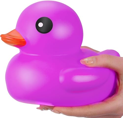 Miniatura 7 de Pato gigante de goma con purpurina de 6.89 pulgadas, gran pato de goma con purpurina sólida, juguete de baño con sonido chirriante para baby shower,