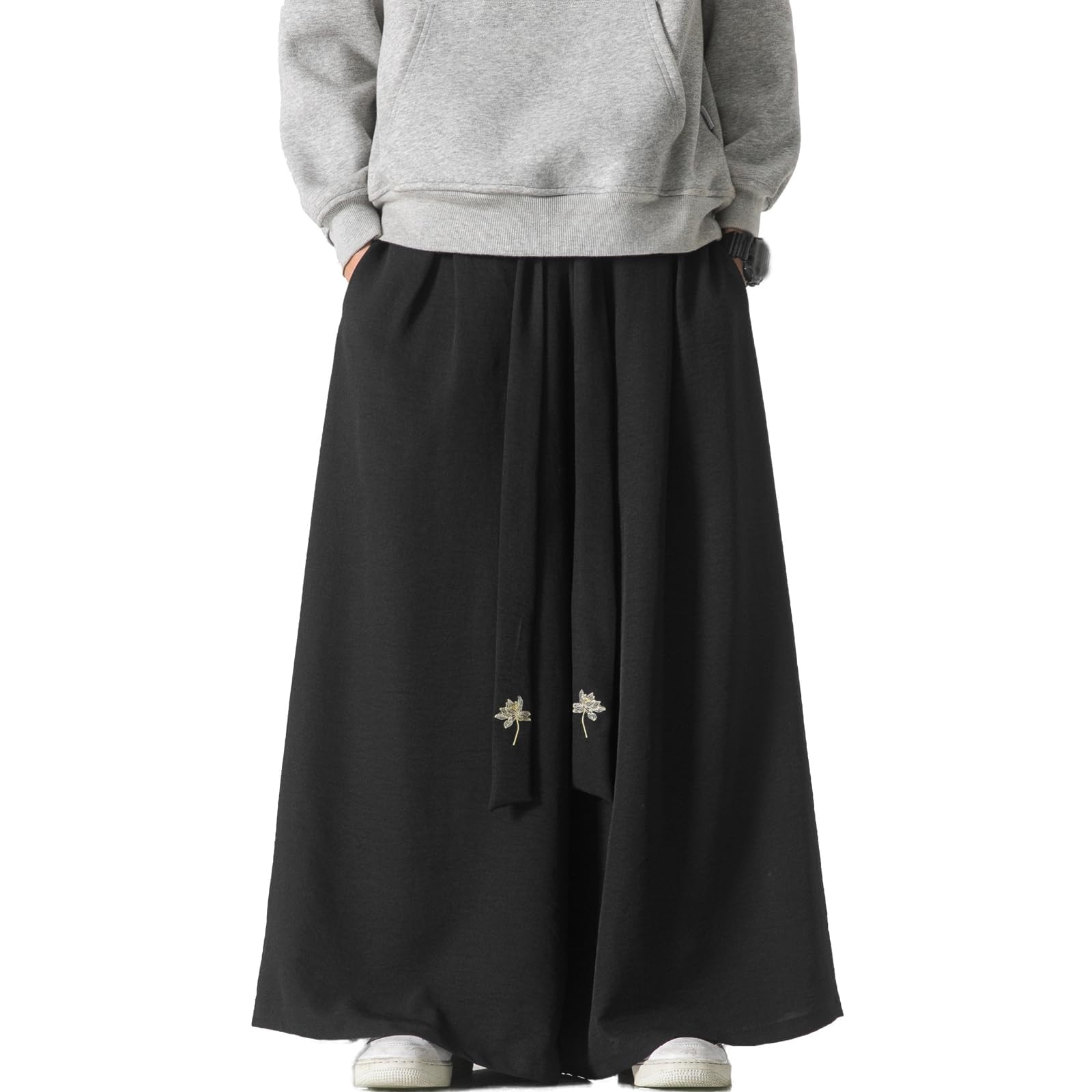 Pantalon à jambes larges avec cordon de serrage pour homme - Pantalon de yoga doux japonais - Pantalon baggy hip-hop