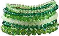 Caiyao Bohemian Multilayer Crystal Glass Beaded Stretch Bracelets - Colorful Stackable Rainbow Seed Beads for Women, Summer Beach Vacation Jewelry