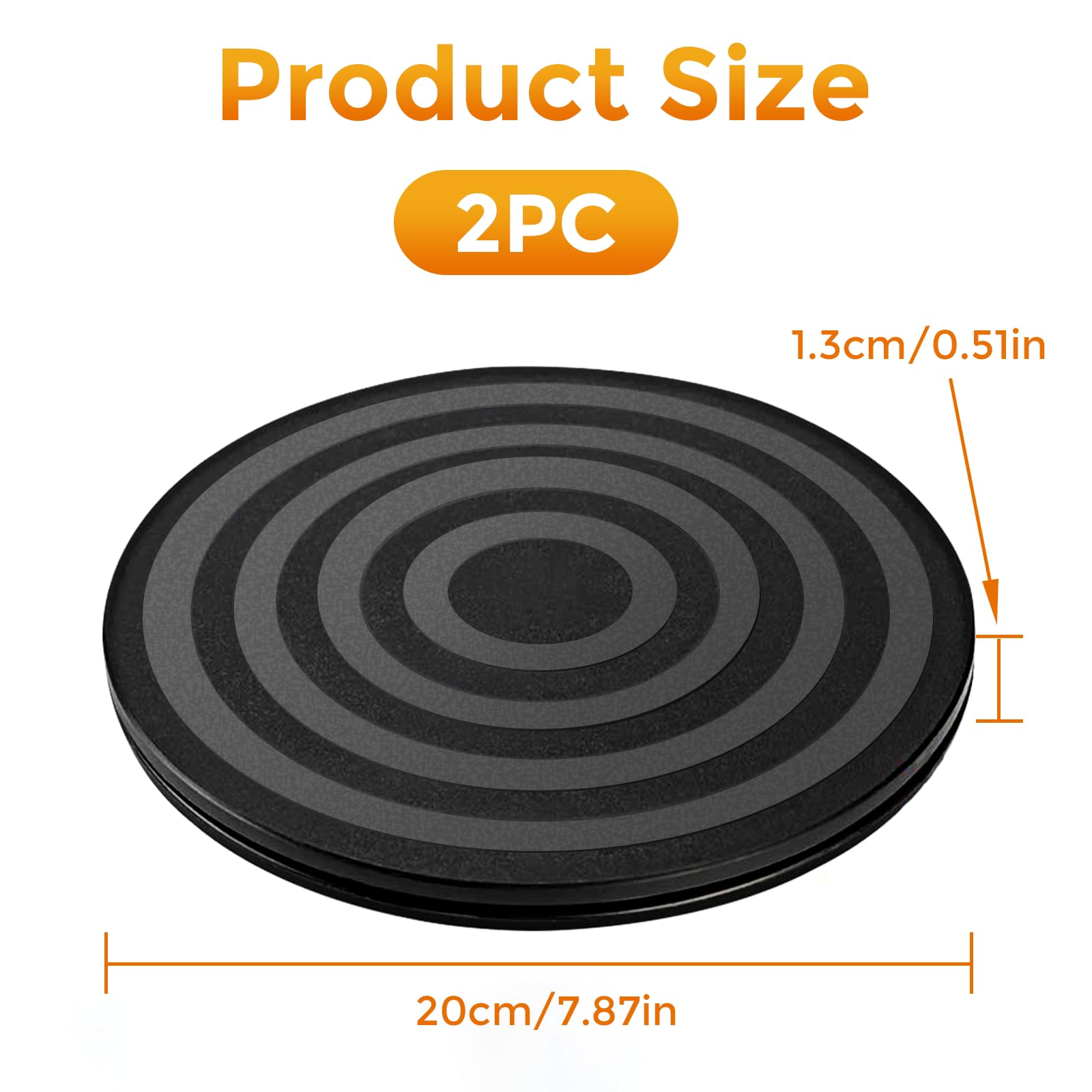 2 Pcs Tourne-Disque Rotatif à 360°Plateau Pivotant,TV Support Pivotant Plateau Universel Rond Plateau Tournant Manuel avec Roulement à Bille pour Ordinateurs Portables, moniteurs, Noir, 20cm