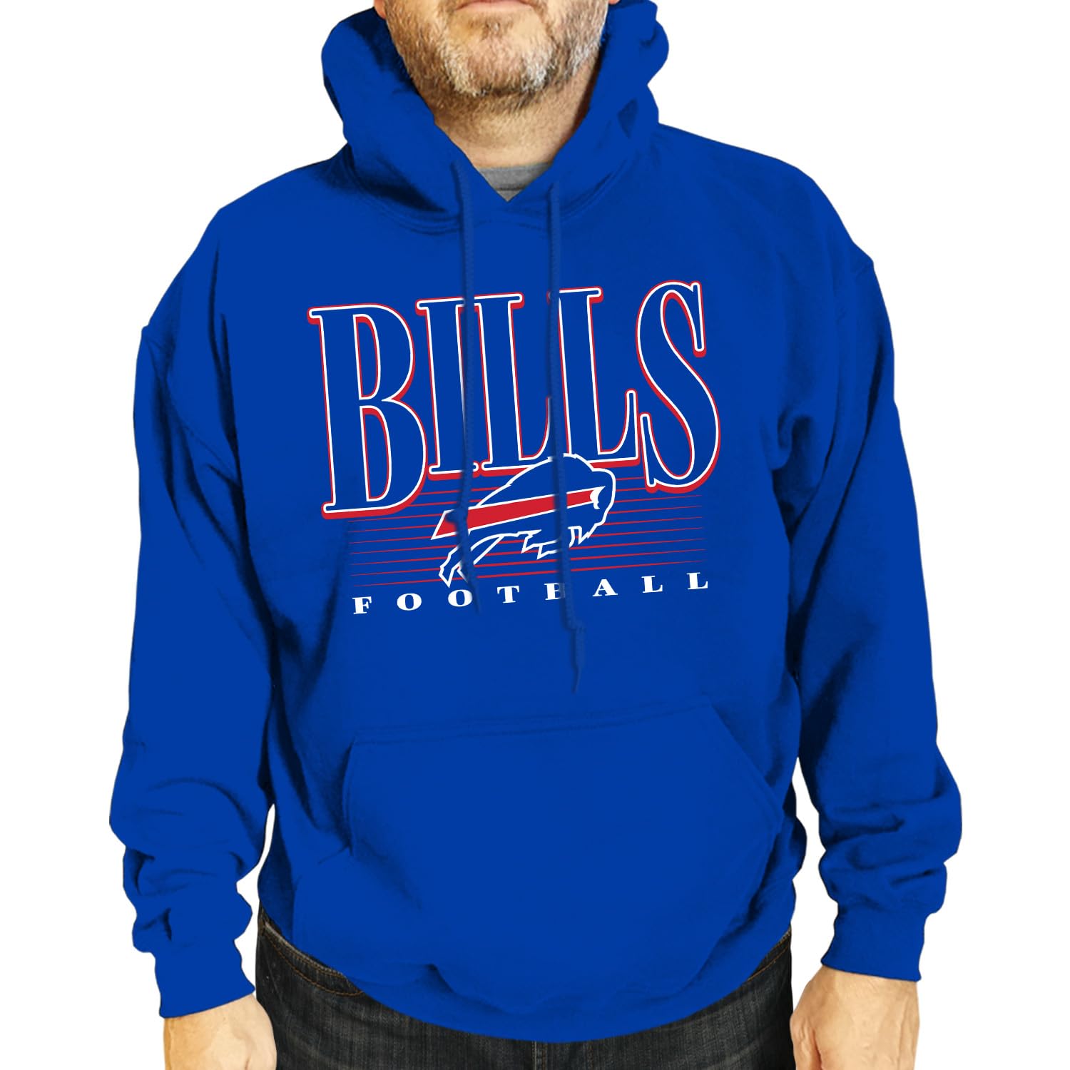 Team Fan Apparel NFL Adult Unisex Overtime Blueprint Soft Fleece Hooded Sweatshirt, Officially Licensed Football Hoodie! (Buffalo Bills - Royal, Medium)