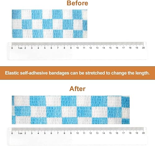 MUEUSS Pet First Aid Tape Waterproof Self Adherent Cohesive Bandage for Dogs Cats Horses Breathable Non-Woven Elastic Self Adhesive Sports Tapes (Leopard Print)(Checkered Print)