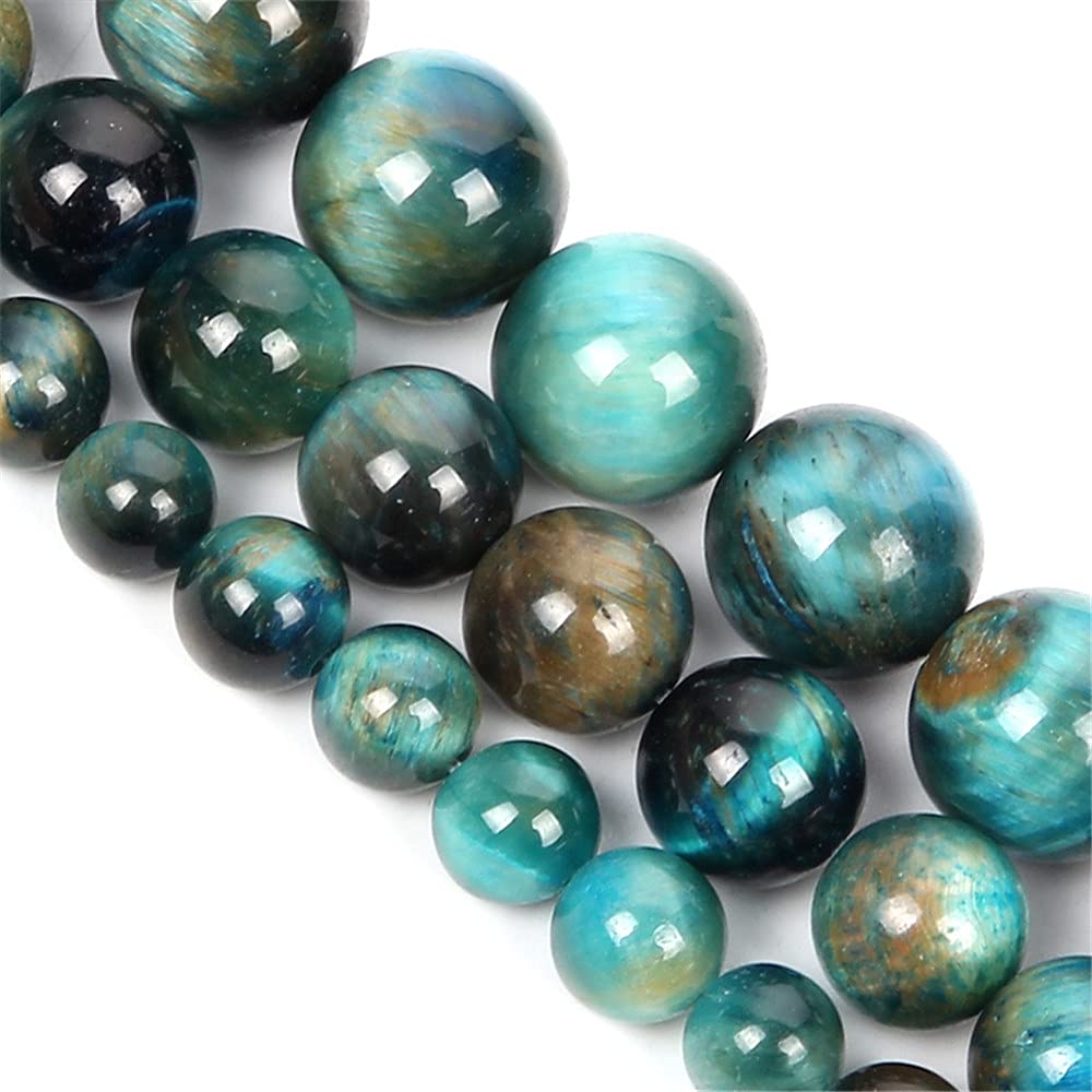 Perles œil De Tigre Bleu En Agate Naturelle - Lot De 50, Diamètre 8 Mm, Trou 1 Mm - Pour Bijoux DIY, Bracelets, Colliers