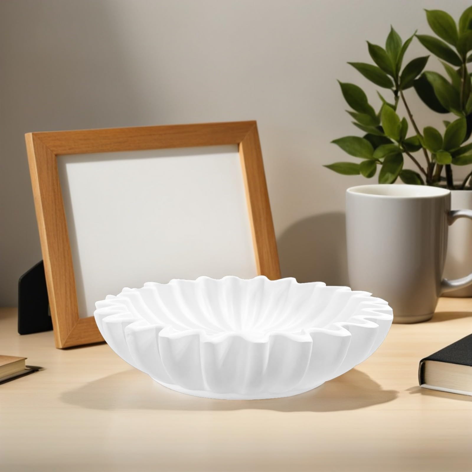 Abaodam Ciotola Decorativa in Resina Bianca Multiuso per Gioielli e Piccoli Oggetti Forma Delicata per Decorazione da Scrivania e Ingresso Stili multipli