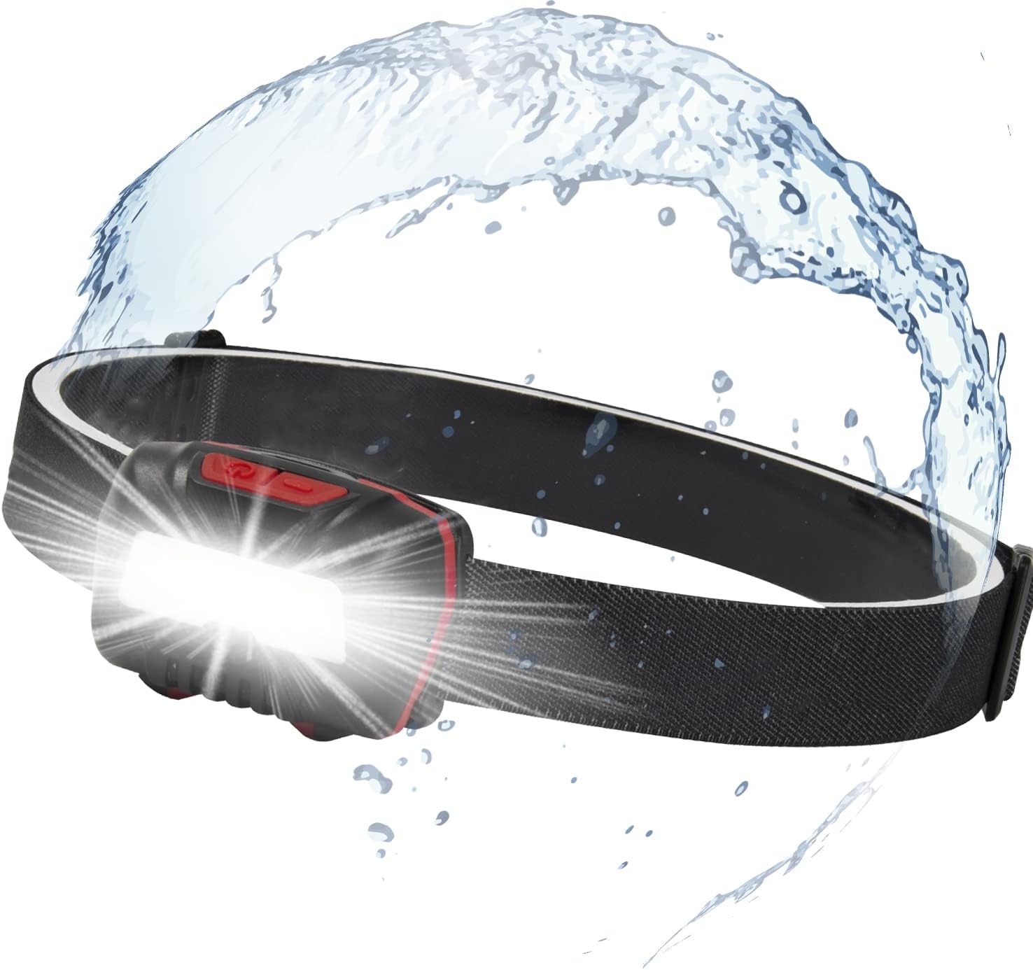 Carbaby Ledヘッドライト 高輝度 乾電池式 バッテリー 防塵防水 停電 小型 軽量 登山 夜釣り 赤色サブライト付き