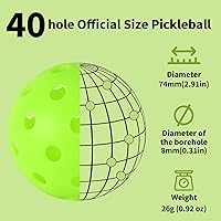 Vista 2 de 46122050100 pcs Pickleball Balls,40 Hole Indoor Pickleball Balls,8mm Precision Drilled-Spaced Pickle Ball Set-Profession Plastic Ball for