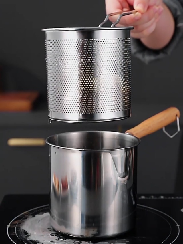 22cm Deep Fryer Pot With Basket & Glass Lid – Stainless Steel French Fries & Chicken Fryer