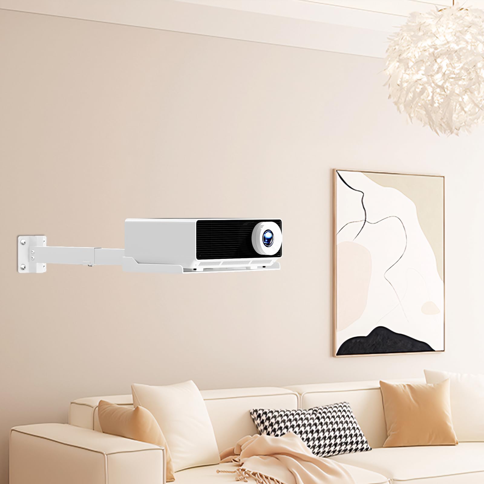 Support de plafond avec plateau pour Projecteur, hauteur réglable, support universel avec gestion des câbles dissimulée, installation sans perçage, charge maximale de 10 kg – Idéal pour le home cinéma