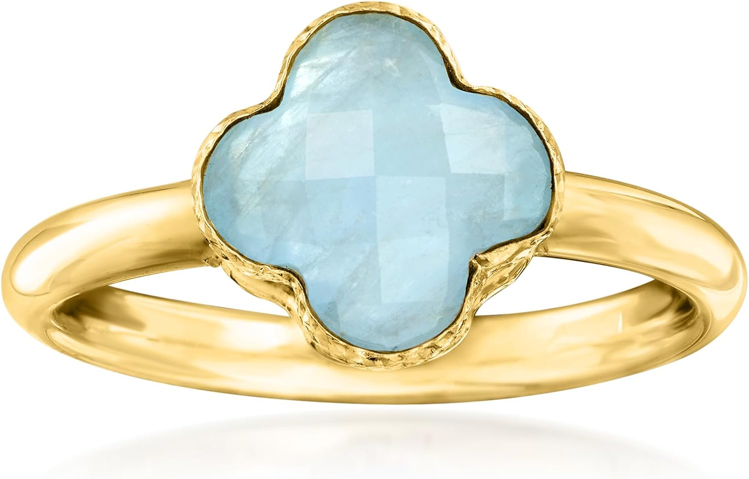 Ross-Simons Italian 1.40 Carat Aquamarine Clover Ring in 14kt Yellow Gold