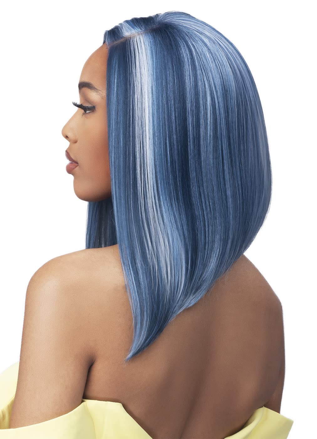 BOBBI BOSS 13X4 Lace Bob Synthetic Wig - MLF232 Morgan, Short Straight Wigs with Baby Hairs, Free Part Wig with High Heat Resistant Wigs (1, Jet Black)