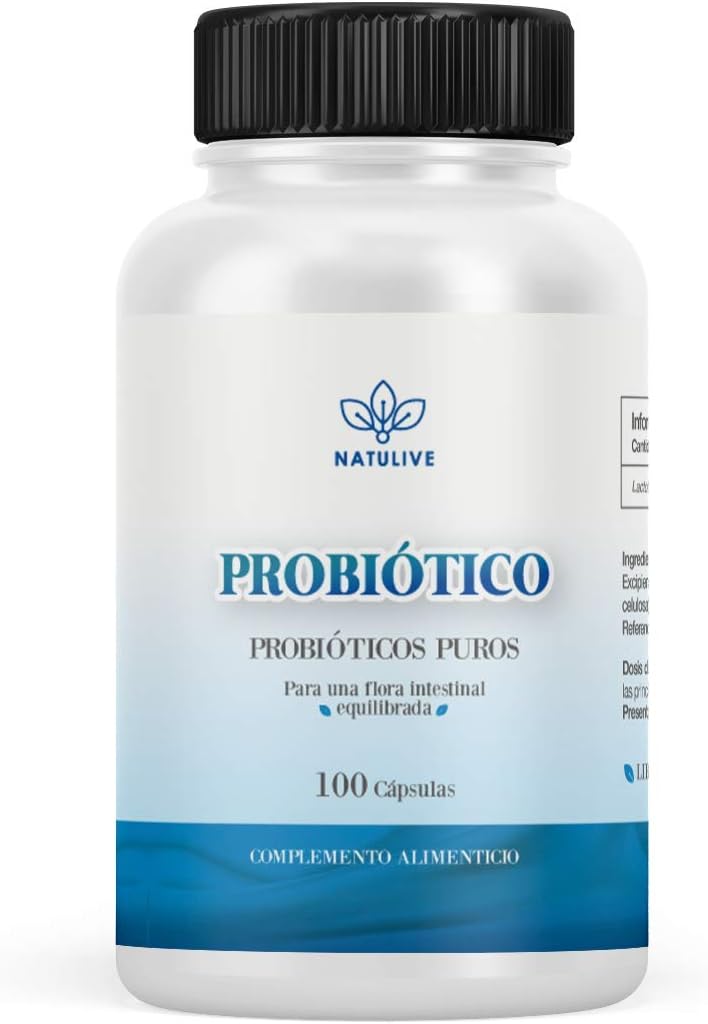 Potente probiótico intestinal | Cepa probiótica bacteriana Lactobacillus Acidophilus | Alto contenido en probióticos y prebióticos | Mejora el tracto digestivo y la salud estomacal | 100 cápsulas