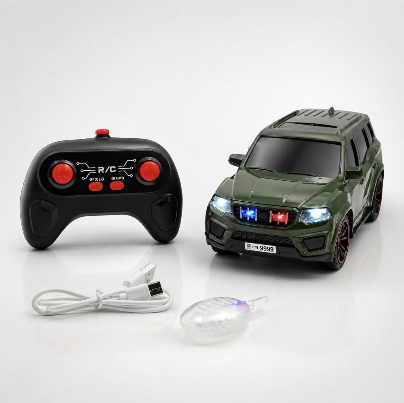 RC Scorpio-N Police SUV Car with Smoke Function, LED Headlights & Siren, Indian Song, 2.4 GHz Range 150m, Type-C Charging, Auto Demo-image-23