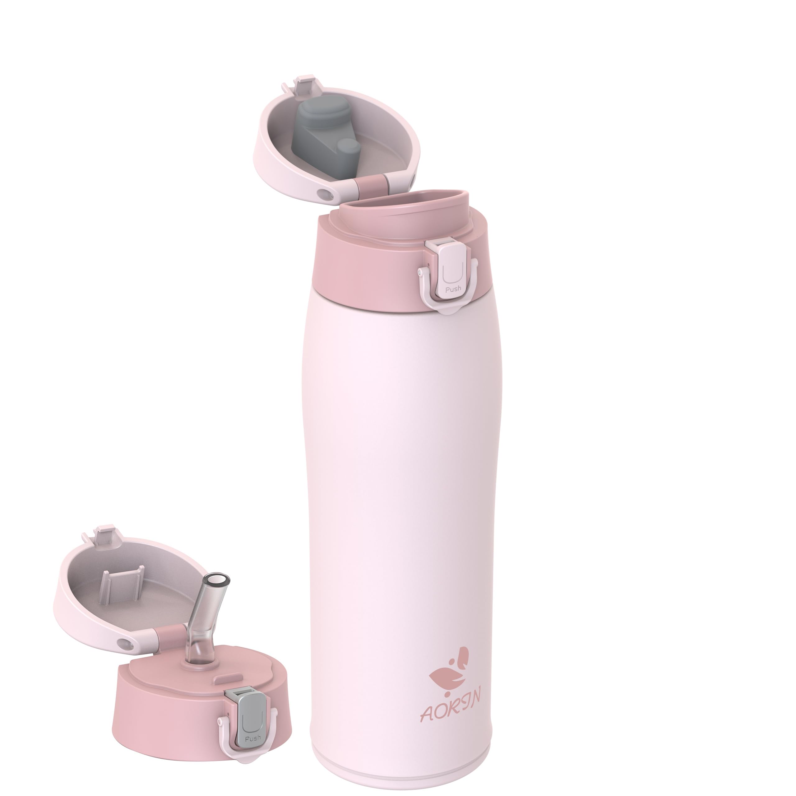 AORIN Botella Agua Acero Inoxidable 18/8 con 2 Tapas, 500ml Botella Agua Niños, Botella Térmica Anti-Fugas, Botella Gimnasio, Termo sin BPA para Deportes, Exterior, Viajes y Escuela — view 32