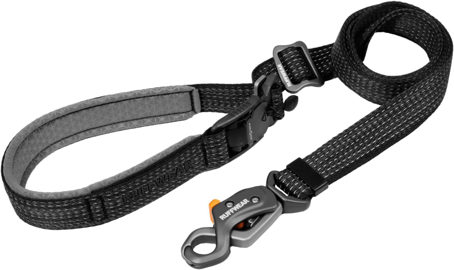 Ruffwear, Ridgeline Dog Leash, Reflective Webbing, Hands-Free/Hand-Held, Fidlock Magnetic Buckle, Swivel Auto-Locking Talon Clip, Padded Handle with Accessory Loop, Adjustable 4-6.5 ft, Obsidian Black