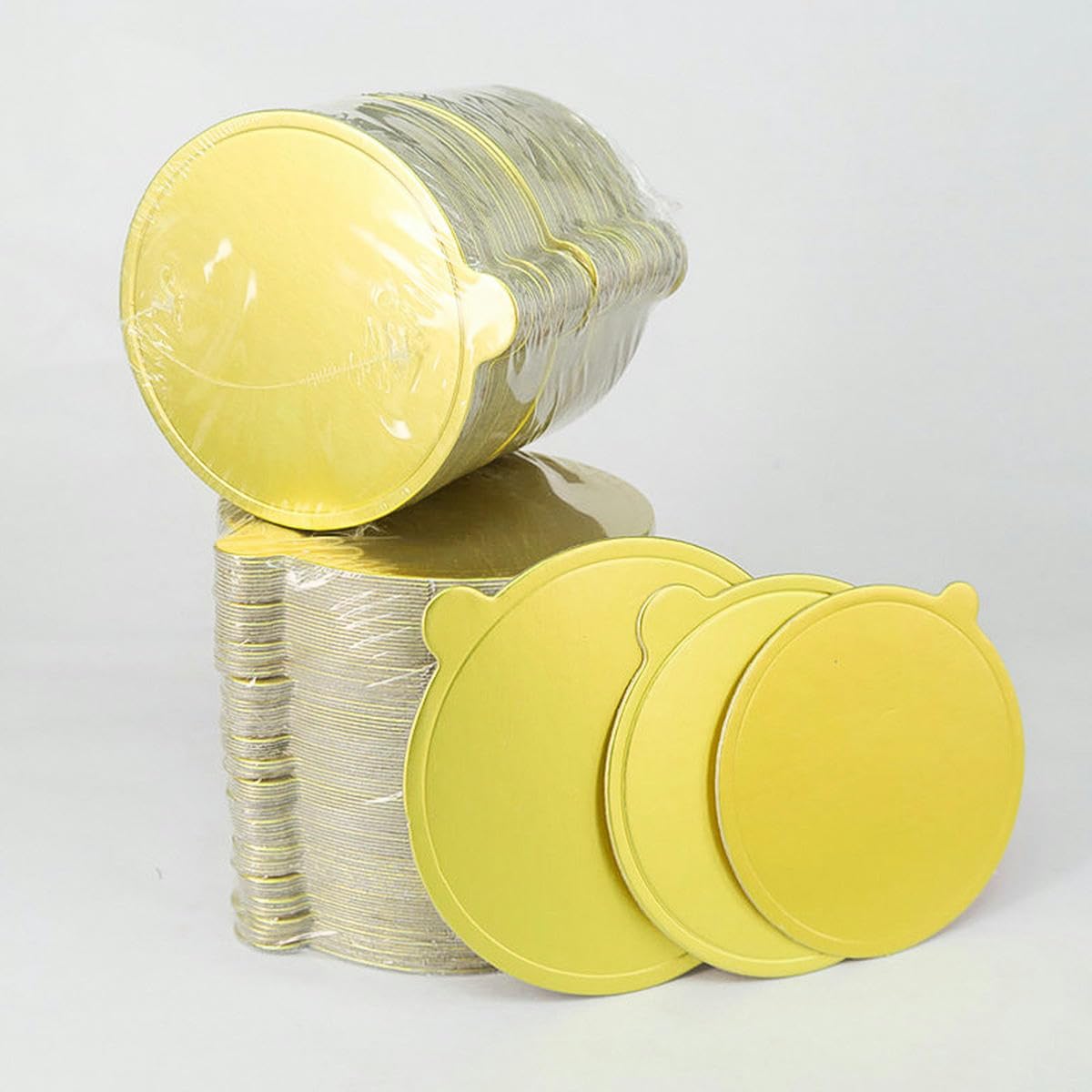 Cartone Rotondo Dorato 100 Pezzi/Pacco Sottotorta Formato Mini Base per Torta Mousse Piatti da Esposizione per Dessert Strumenti per Decorare la Pasticceria-Golden-Round-M