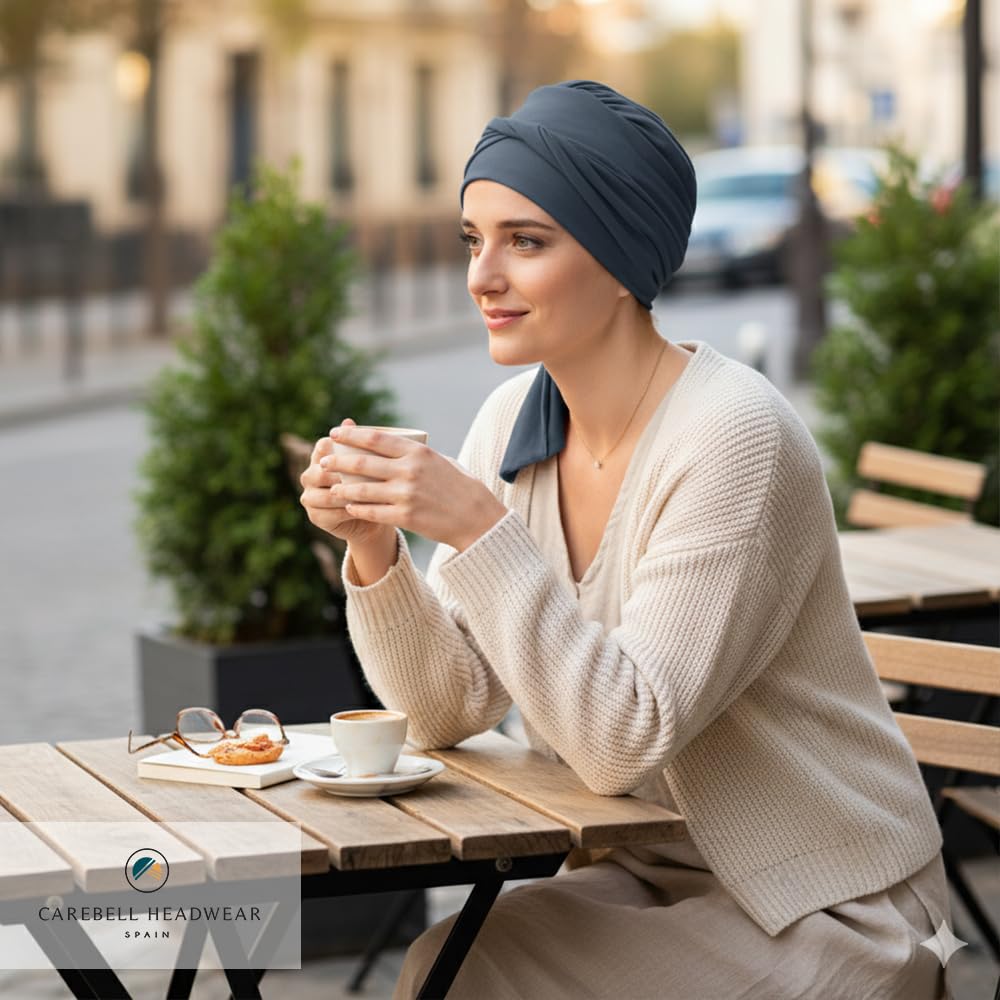 CAREBELL Smooth - Turbant bonnet oncologique en bambou pour chimiothérapie ou alopécie, Taille Unique