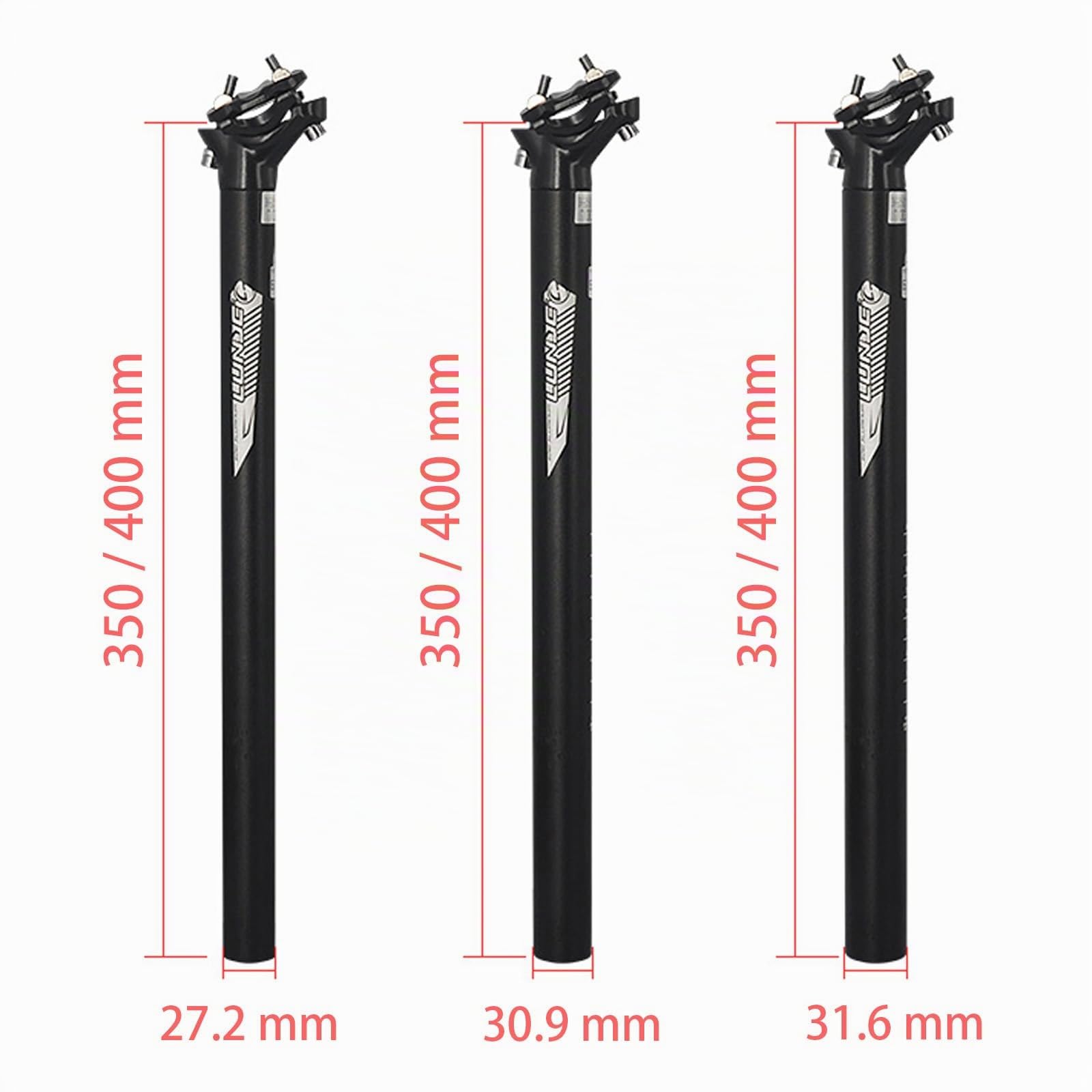 Fahrrad Sattelstütze Aluminiumlegierung 27,2 mm 30,9 mm 31,6 mm, Länge 350 mm 400 mm, für Rennrad MTB und BMX