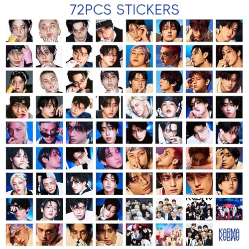 Image of Fancyku K-pop Star Photo Cards Kit 55Pcs Stray Kids Collection Set with 72 Stickers for Fans, Glossy Durable Prints and Creative DIY Gift Idea for Scrapbooks Journals Decor Storage Display (Karma)