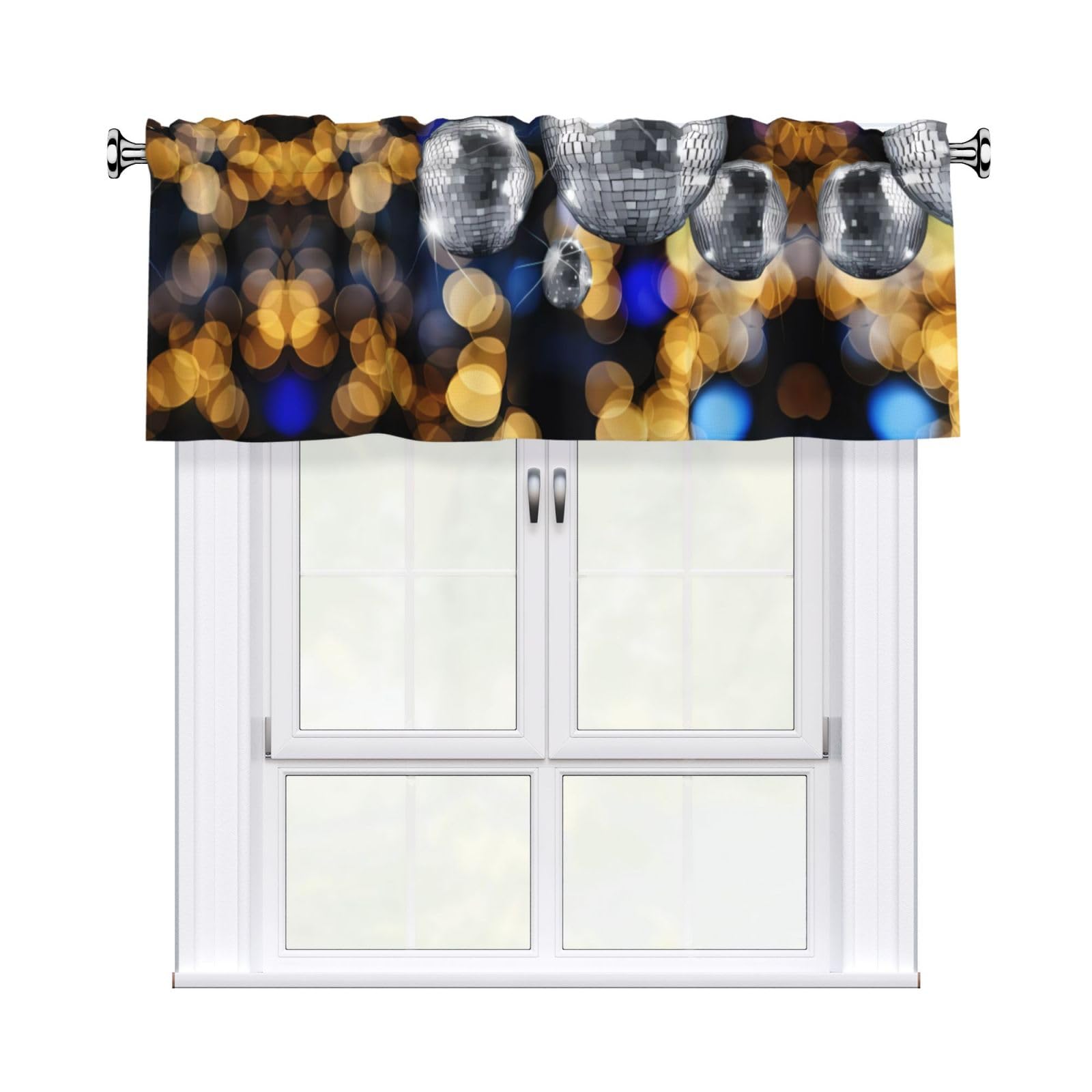 HJFCZH WHJSSF Ballroom Prints 54x18in Curtain Valance - Peach Skin Polyester Kitchen Cover with Light Filtering Floral & 3" Rod Pocket