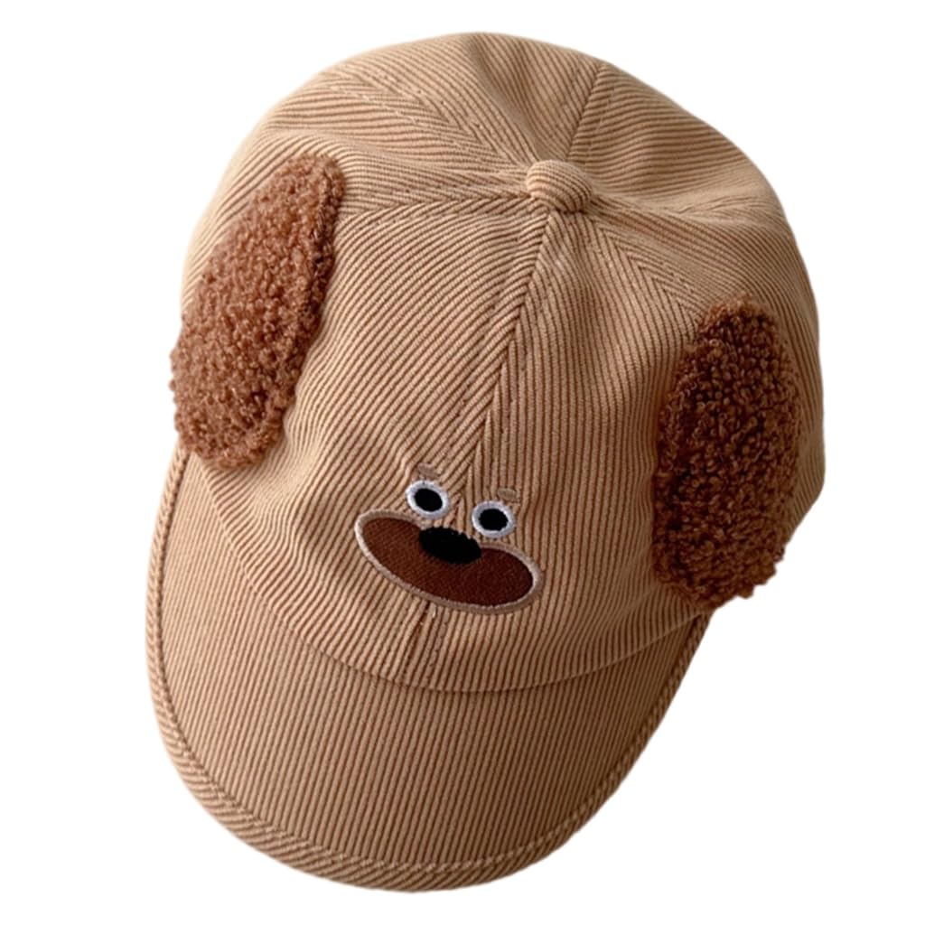 Baby Duck Tongue Hat Embroidered Corduroy Baseball Caps Soft & Comfortable Outdoor Sun Hat for Infant 1-5T Khaki