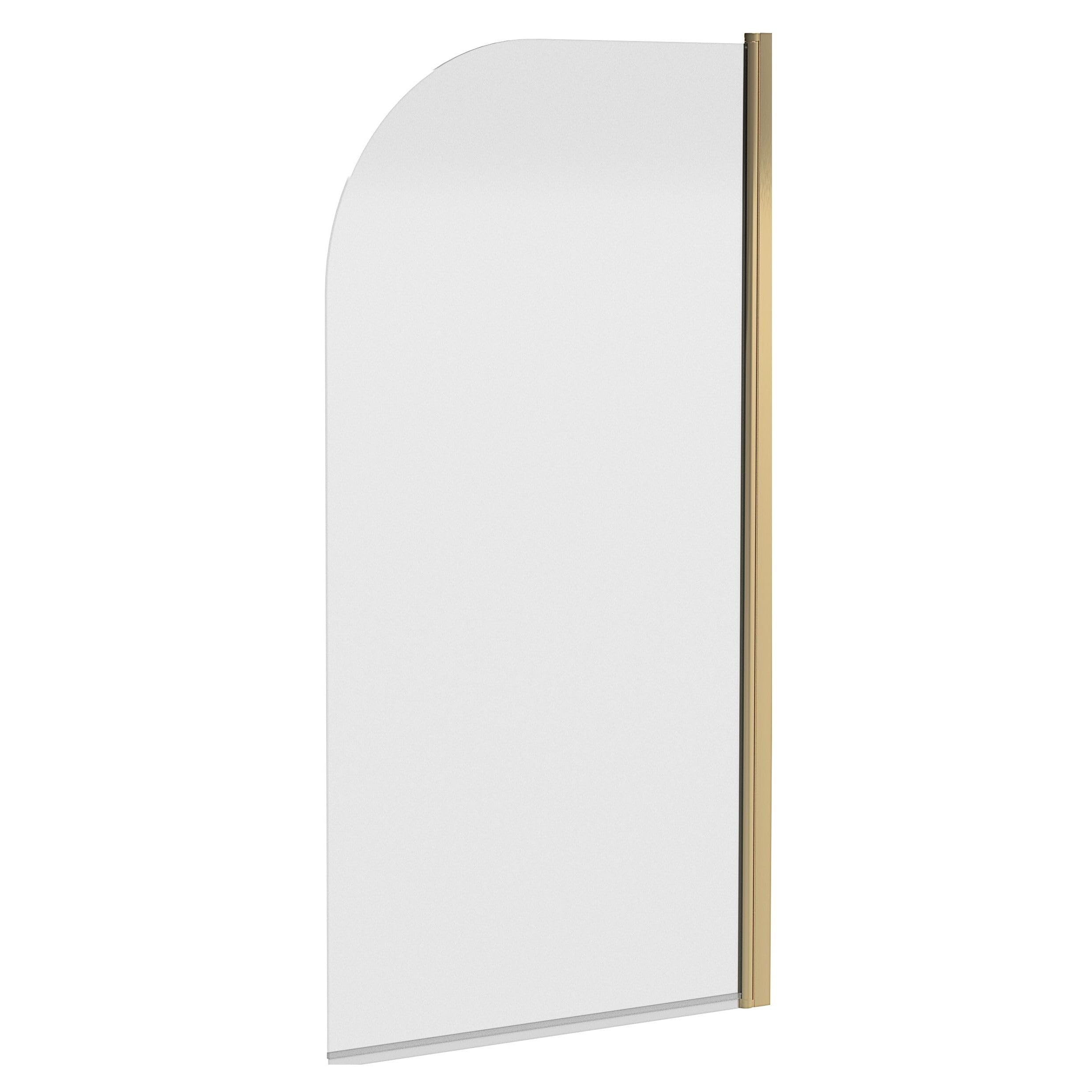 Balterley Brushed Brass Bath Shower Screen - 1430x790mm - 6mm Toughened Safety Glass - Reversible Design
