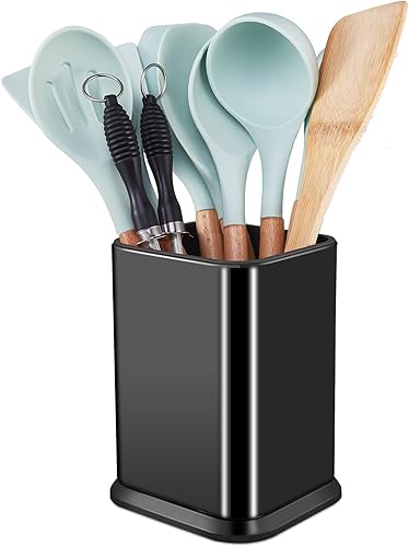 RedCall Soporte para utensilios de cocina de acero inoxidable para encimera, organizador de espátula, organizador de espátula, moderno y rectangular