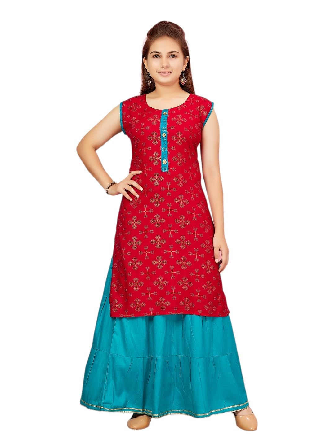Aarika Girls Rani Colour Cotton Printed Kurti (Kurti-K-Ap-1111-Rani-36)