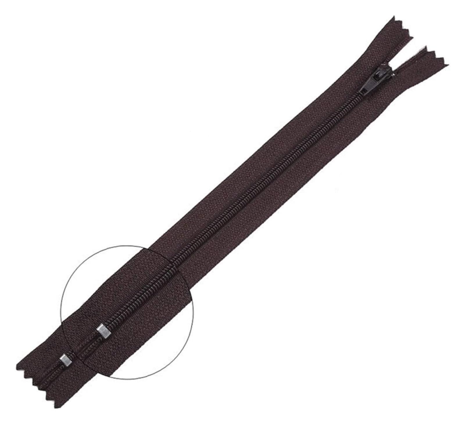 dfEDRd Nylon Coil Zipper by The Yards, 10pcs Nylon Coil Zippers, for Tailor Sewing Crafts, 3 Inch-24 inch(Coffee,15cm)