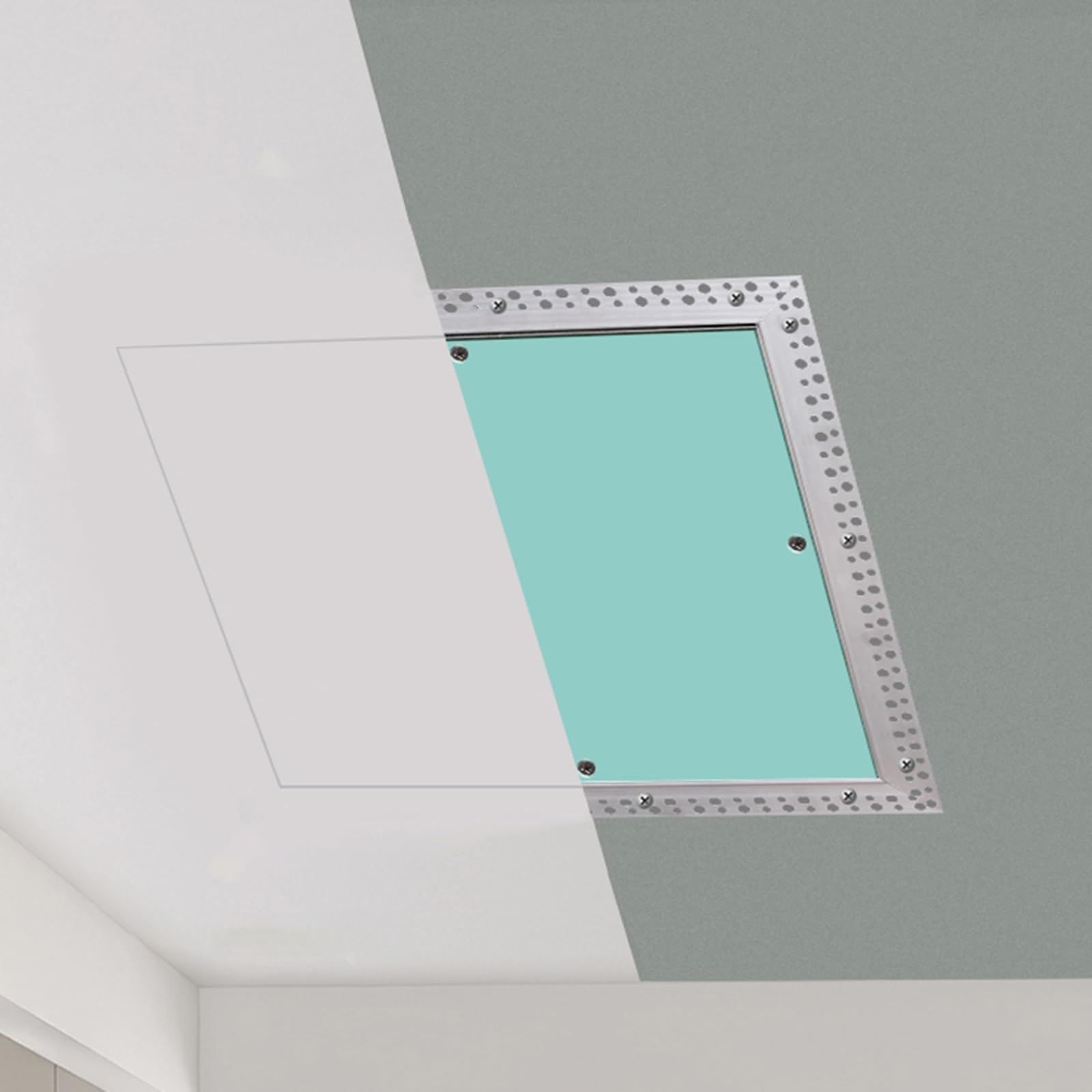 Pannello di accesso a muro a secco ignifugo per porta sottotetto in metallo da incasso per impianti idraulici e riscaldamento, piastra di copertura (96,5 x 111,8 cm), design nascosto, ideale per la