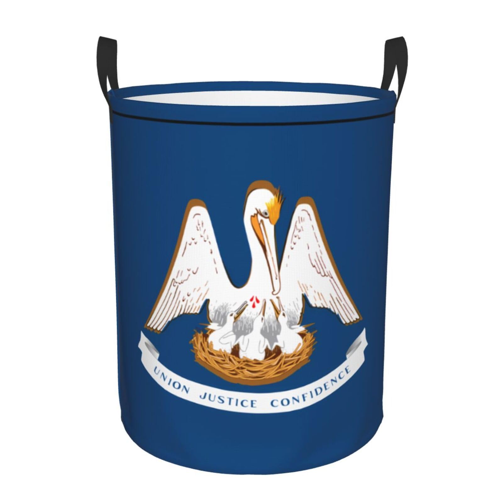 M Circular Hamper – Collapsible Louisiana State Flag Print Laundry Basket