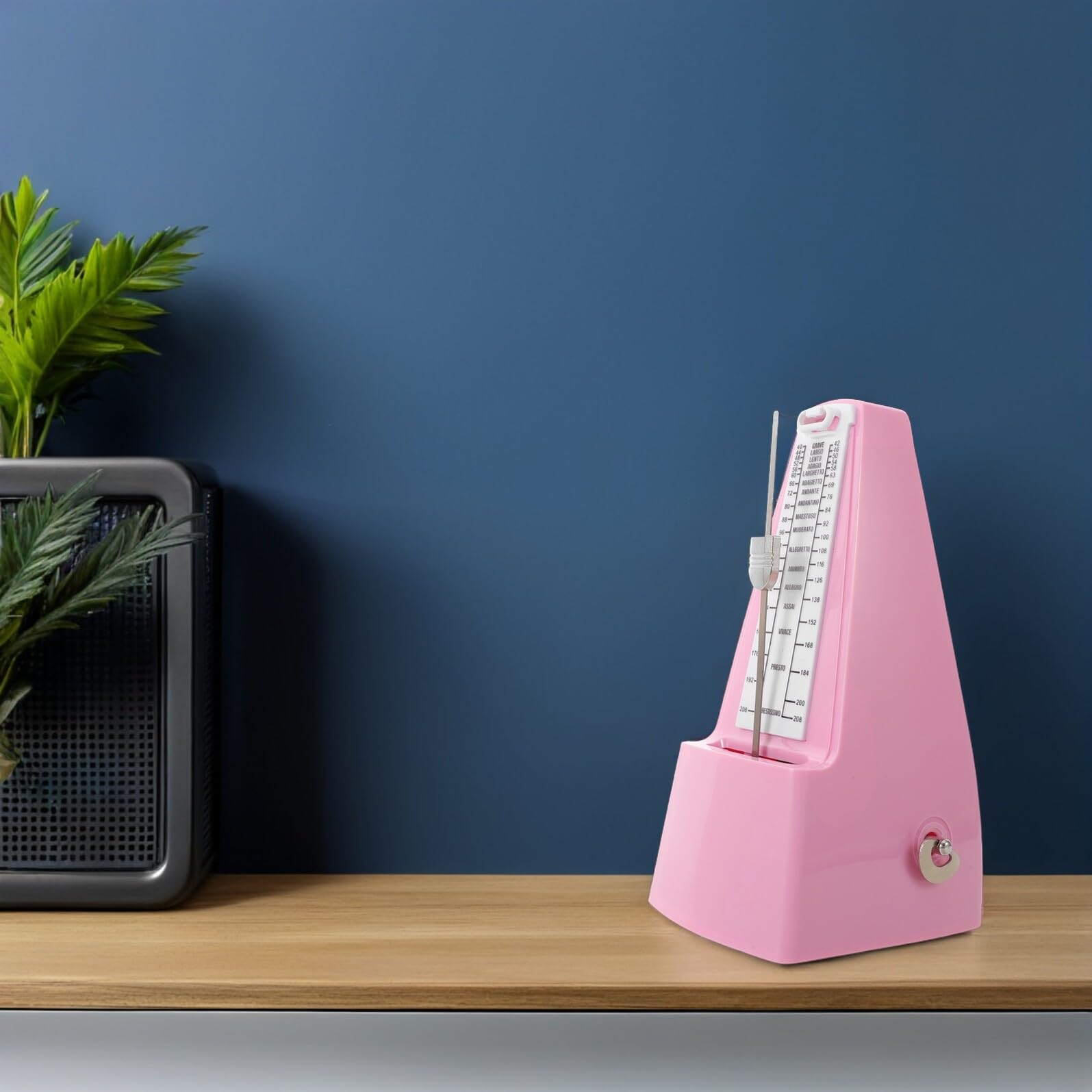 Metronomo Meccanico di Precisione per Esami Pianoforte Rosa | Compatibile Chitarra e Batteria, per Studenti e Musicisti Avanzati, Portatile, Metallo e Plastico