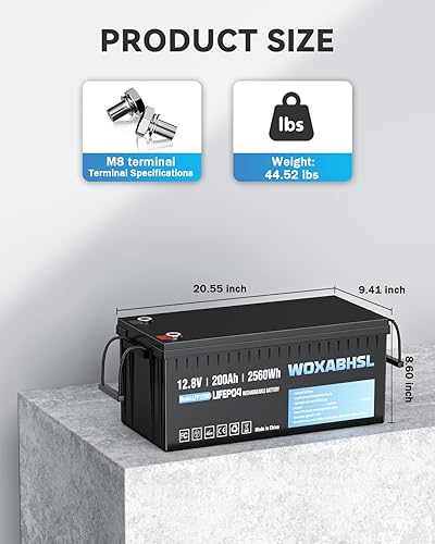 Miniatura 2 de Batería de litio LiFePO4 de 12 V 200 Ah integrada de 200 A BMS, protección a baja temperatura, hasta 15000 ciclos profundos, recargable para RV,