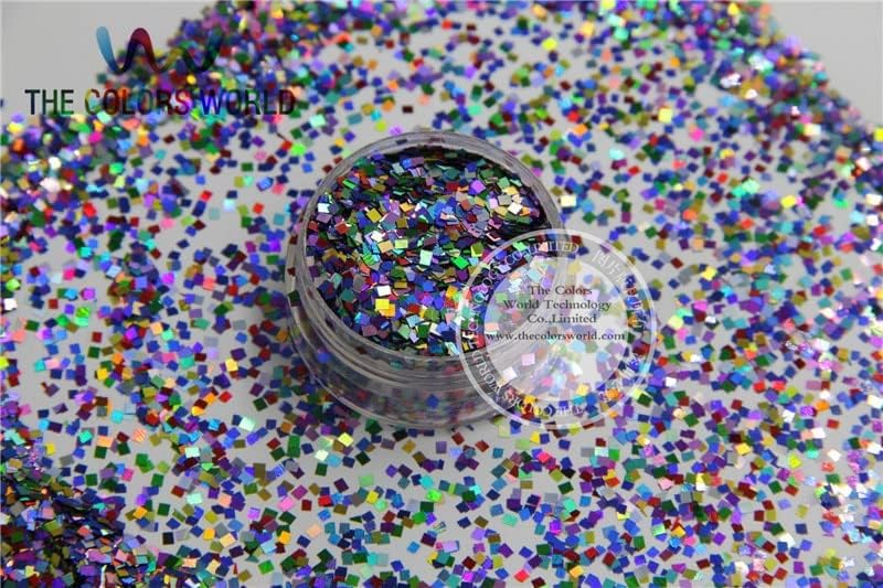 QL2-80 2mm Size Mix Laser Holographic Color Glitter Square Shape Glitter for Nail Art and DIY supplies1pack=50g