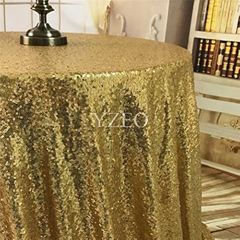 YZEO Gold Sequin Round Tablecloth for Events Cover