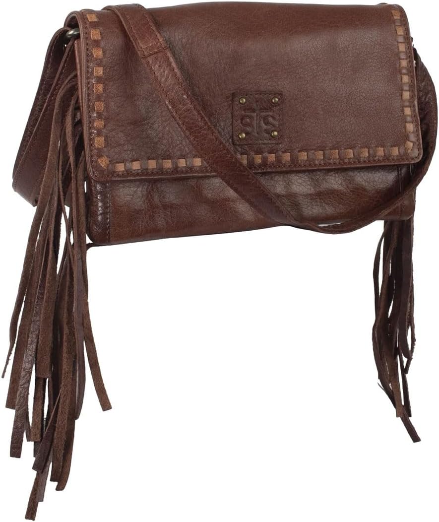STS Ranchwear Womens Indie Harper Walnut Buffalo Leather Crossbody Bag - Image 3