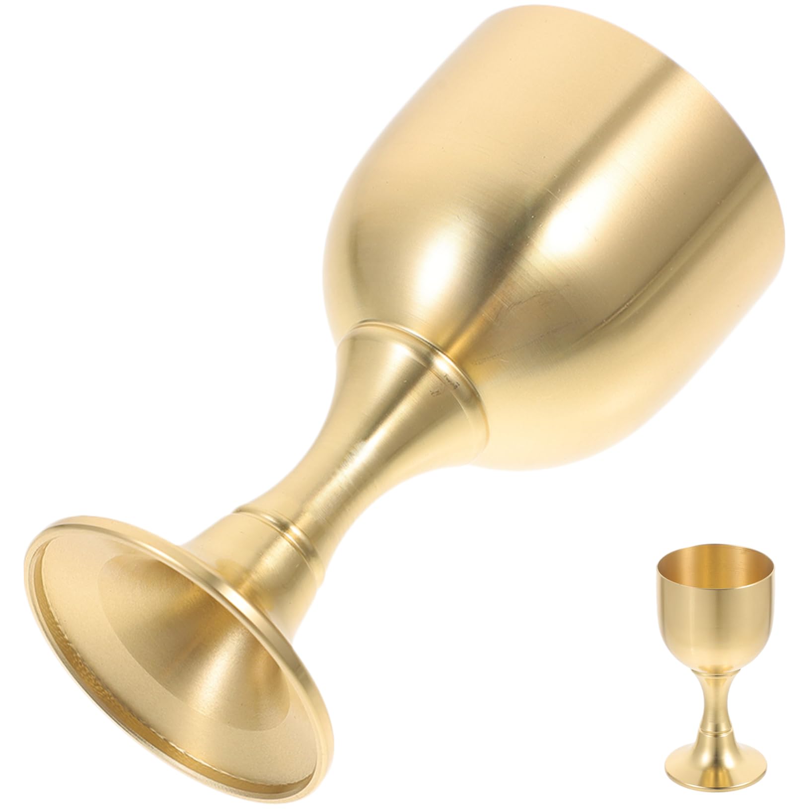 BEBEMOKO Brass Goblet for Buddhist Offerings Decorative High Foot Cup for Ritual Use Smooth Polished Finish Unique Design for Temple Ceremonies and Home Worship