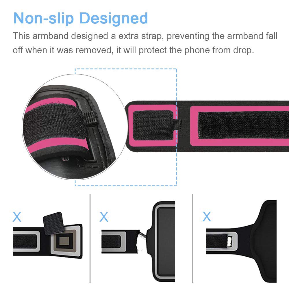 Brassard Sport IPhone 15/14/13/12/11/XR Rose – Coque Bras Running Gym Avec Porte-Carte, Étanche Et Tactile