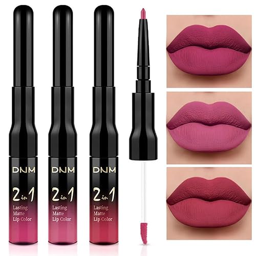 Miniatura 69 de evpct Juego de 6 delineadores de labios y lápiz labial, color rojo oscuro, malva, morado, ciruela, mate, mate, 24 horas a prueba de agua mate, 24 1