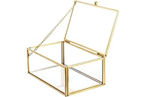 Golden Geometric Glass Jewelry Box