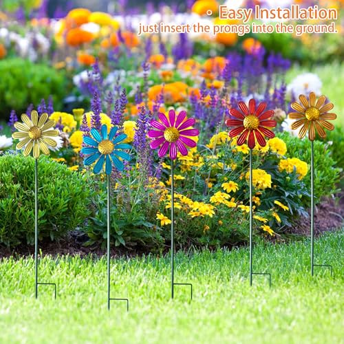 50% Off 5pcs Metal Flower Wind Spinners for Garden Decor