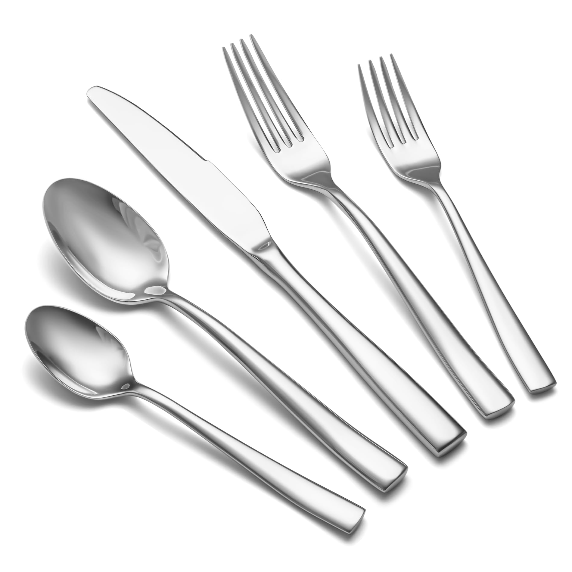 Set de Couverts Lourd 6 Personnes, 30 Pièces en Acier Inoxydable, Couverts de Table Élégants Couteau Fourchette Cuillère, Finition Brillant Poli, Lavable au Lave-Vaisselle