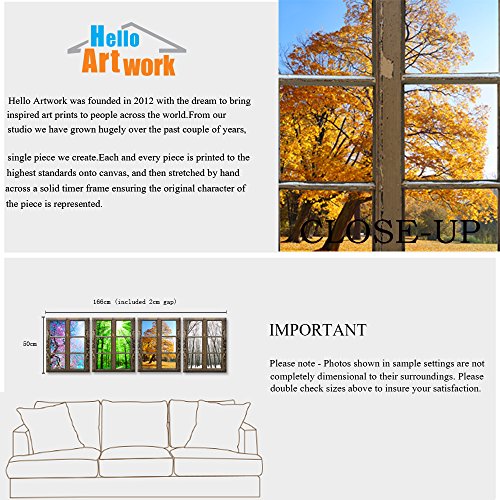 Ihappywall 4 Seasons Modern Landscape Window Frame Style Wall Decor Spring Summer Autumn Winter Season Changes Forest With Sunshine Picture Print On Canvas For Living Room Stretched Ready To Hang #TOP5