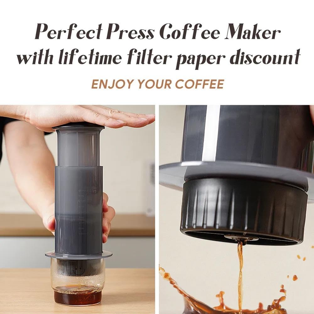 Combina máquina de café portátil pequeña de prensa francesa para viajes y camping, cafetera portátil con filtro francés para máquina Aero-Press