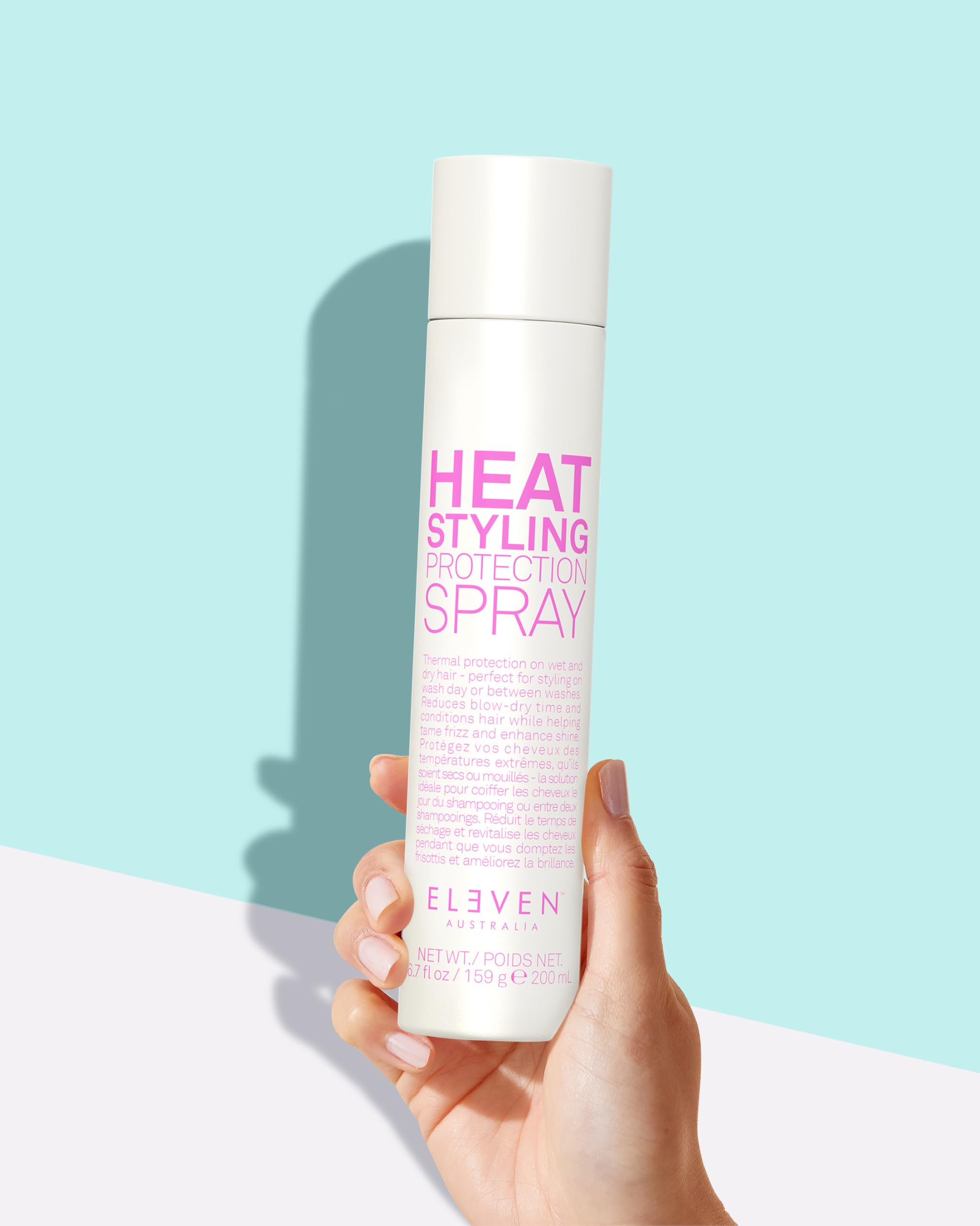 ELEVEN Australia Heat Styling Protection Spray – Spray Thermoprotecteur Cheveux Professionnel, Protection 230°C, Anti-Frisottis, Brillance, Réduit le Temps de Séchage, Tous Cheveux - 200ml