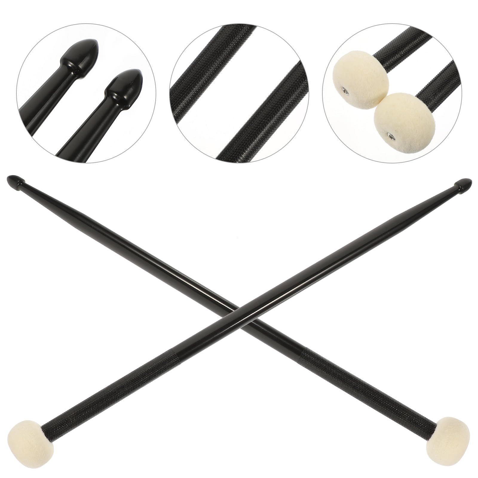 Baquetas de Percusión de Doble Cabeza para Estudiantes, Material de Fieltro y Nylon, Par Cómodo y Práctico para Batería y Tambores